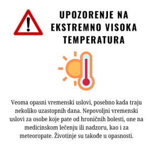 UPOZORENJE na Ekstremno visoka temperatura